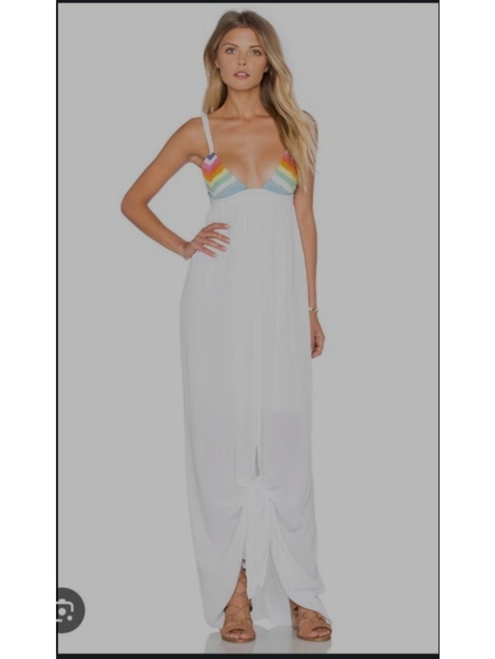 Mara Hoffman White Maxi Dress with Rainbow Bust